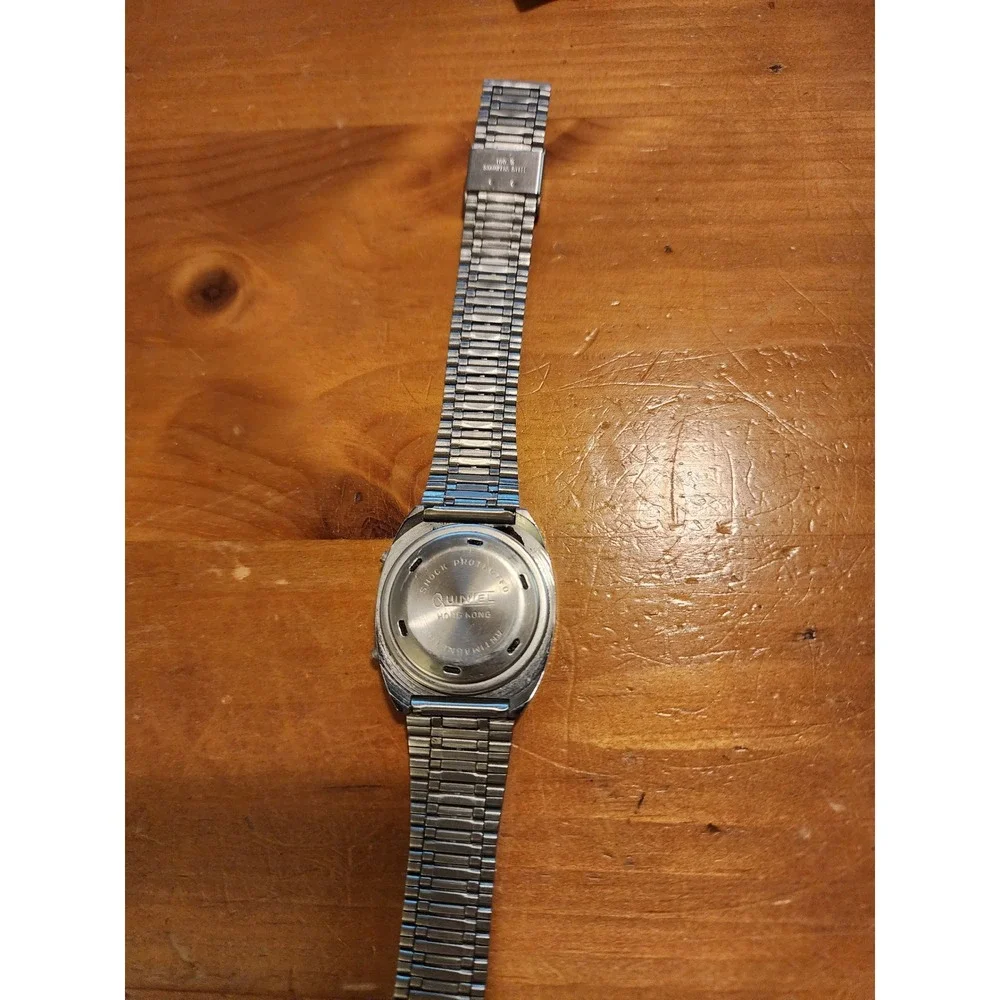 Vintage Quintel Digital Quartz Alarm Watch Silver Tone Stainless Steel As Is